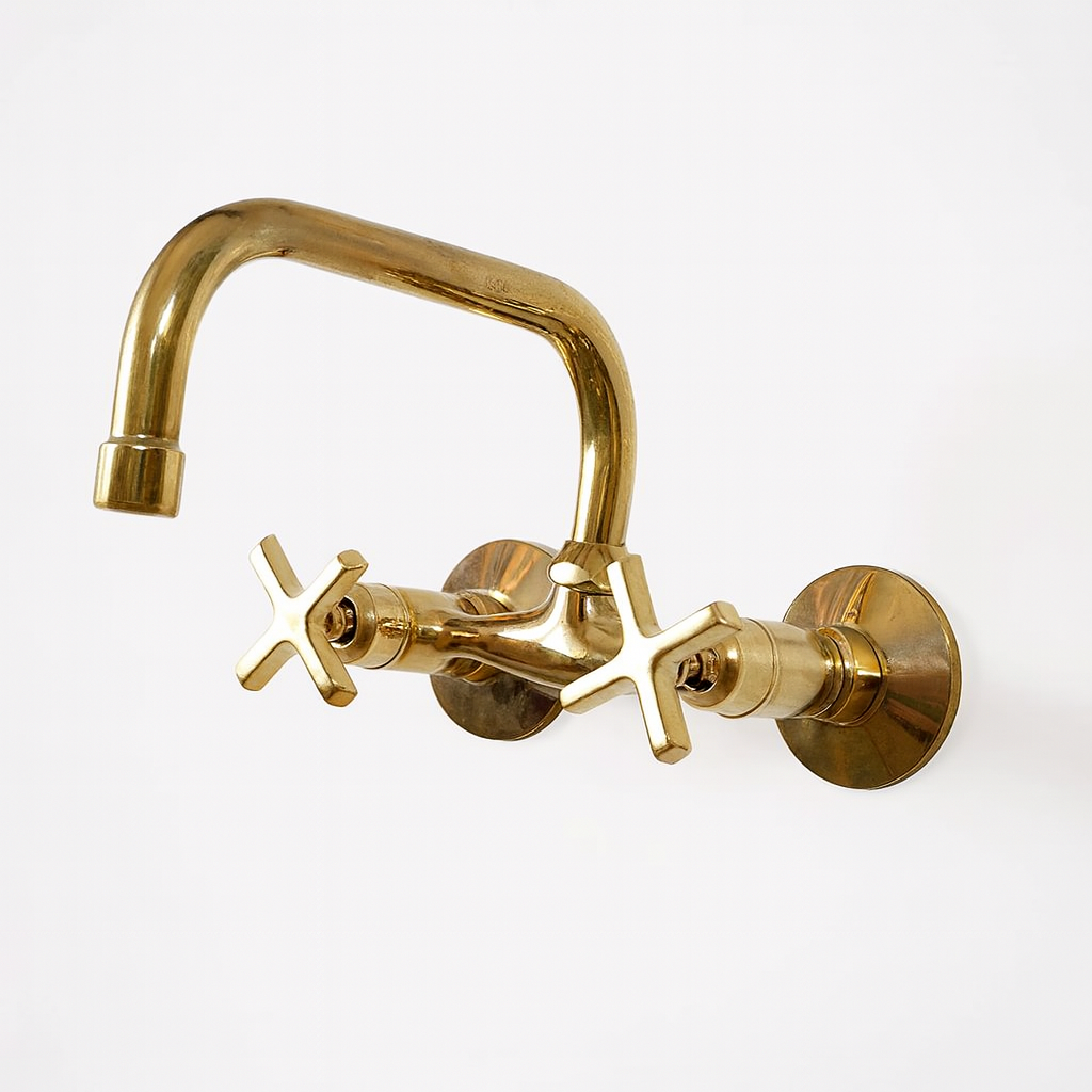 Wall Mounted Unlacquered Brass Faucet