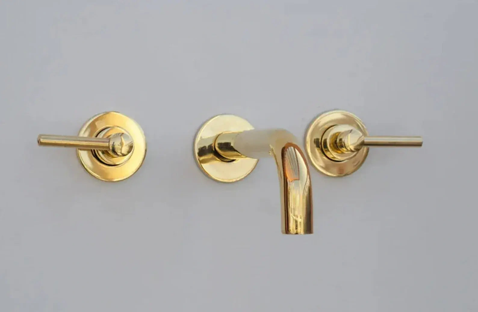 Handmade Brushed Brass Wall Mounted Bathroom Faucet