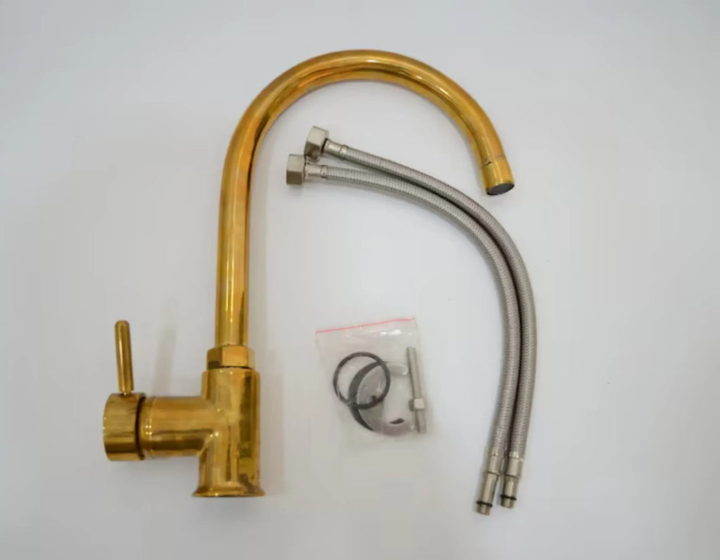 Handmade Solid Brass Sink Faucet, Single Hole Deck Mount Faucet with Patina Finish