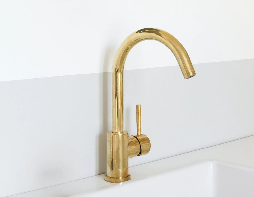 Handmade Solid Brass Sink Faucet, Single Hole Deck Mount Faucet with Patina Finish