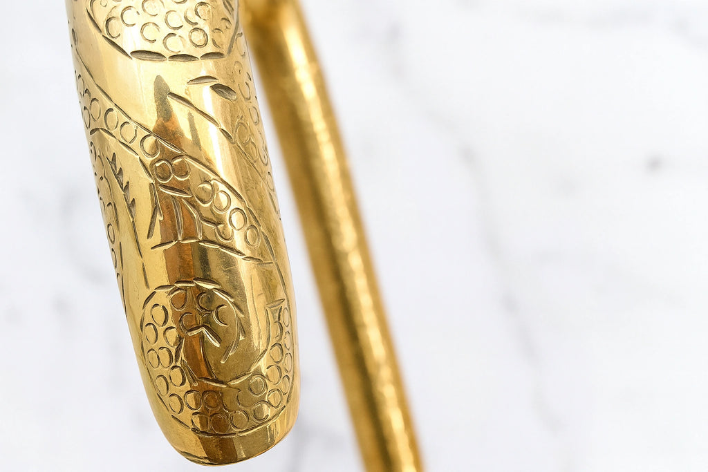 Unlacquered Brass Goosneck Faucet with Engraved Finish