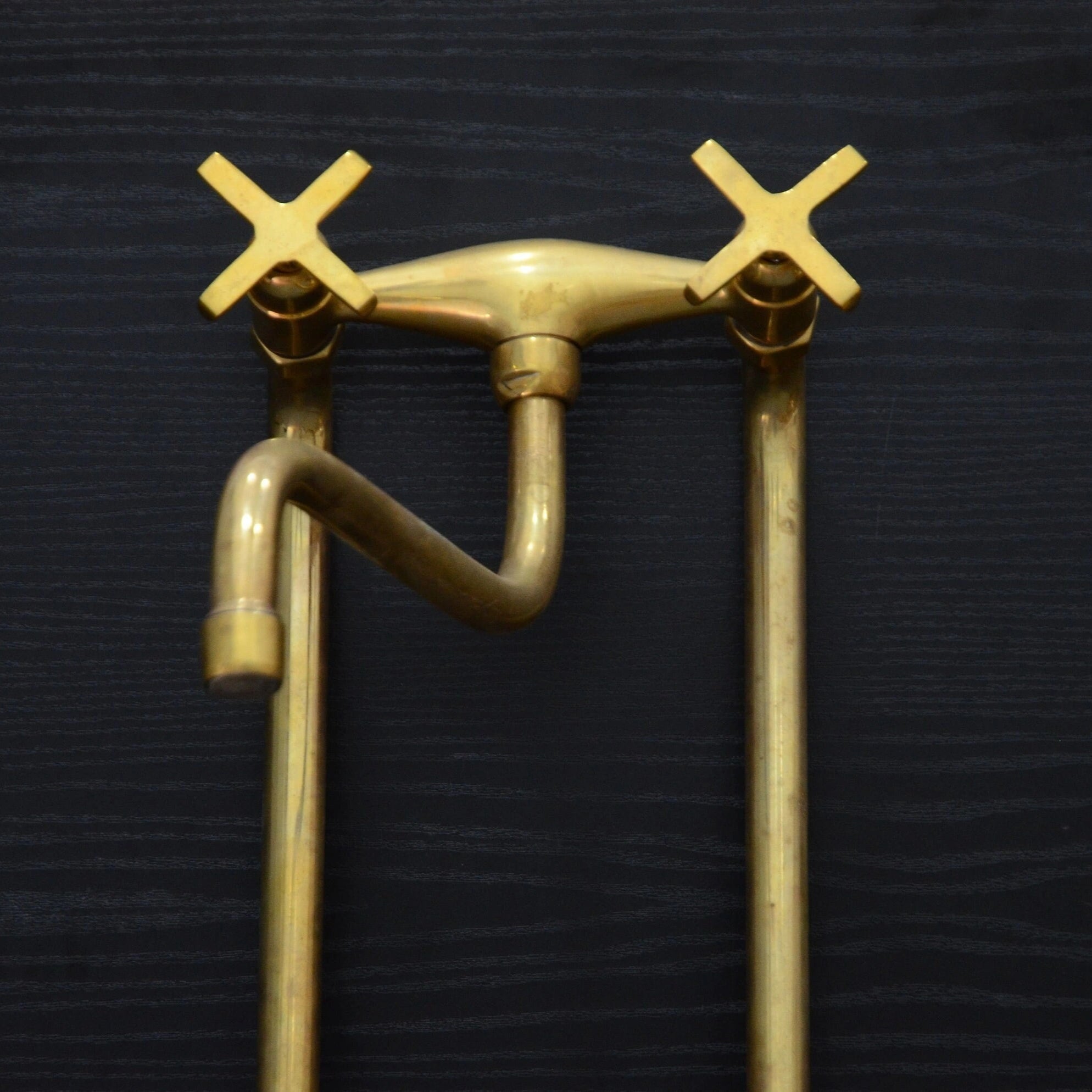 Unlacquered Brass Kitchen Faucet With Flat Cross Handles