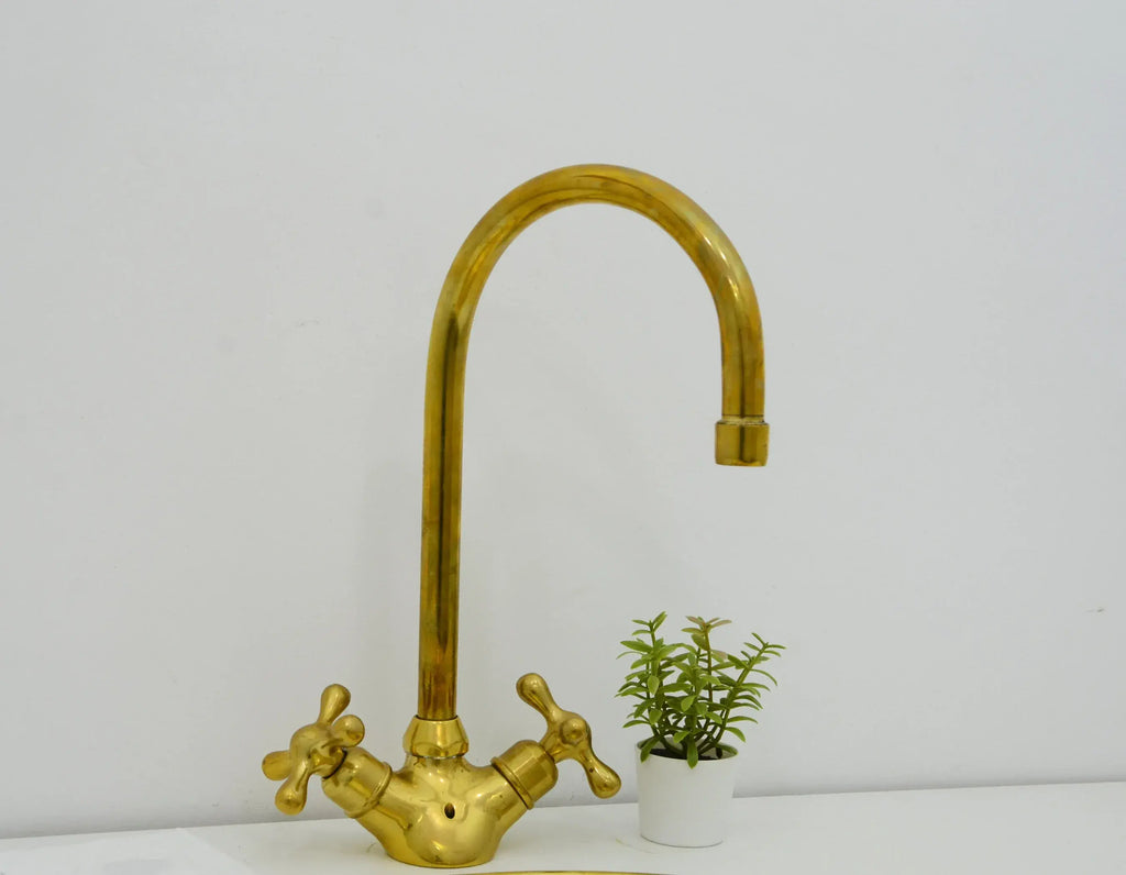 Unlacquered Brass Vanity Faucet With Two Handles