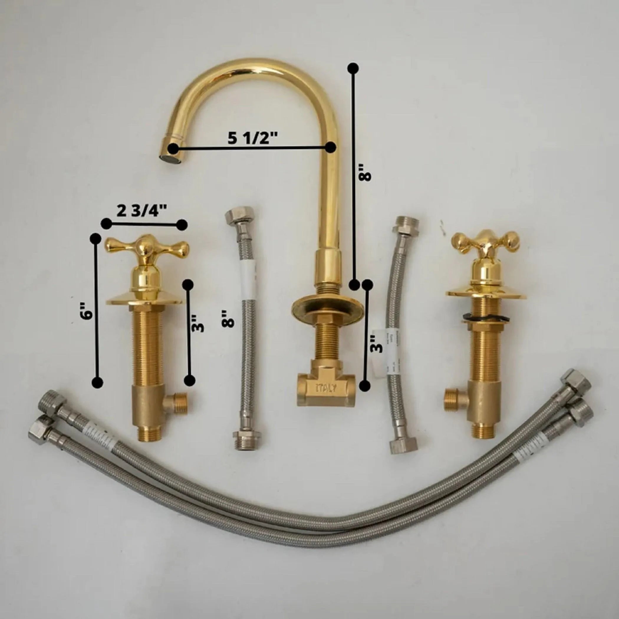 Lever Handles Brass Three Holes Faucet For Bathroom Vanities